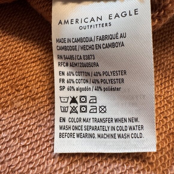 American Eagle Henley Sweatshirt LG Dusty Pink Drawstring Waist Cozy Soft Girl - Picture 8 of 8